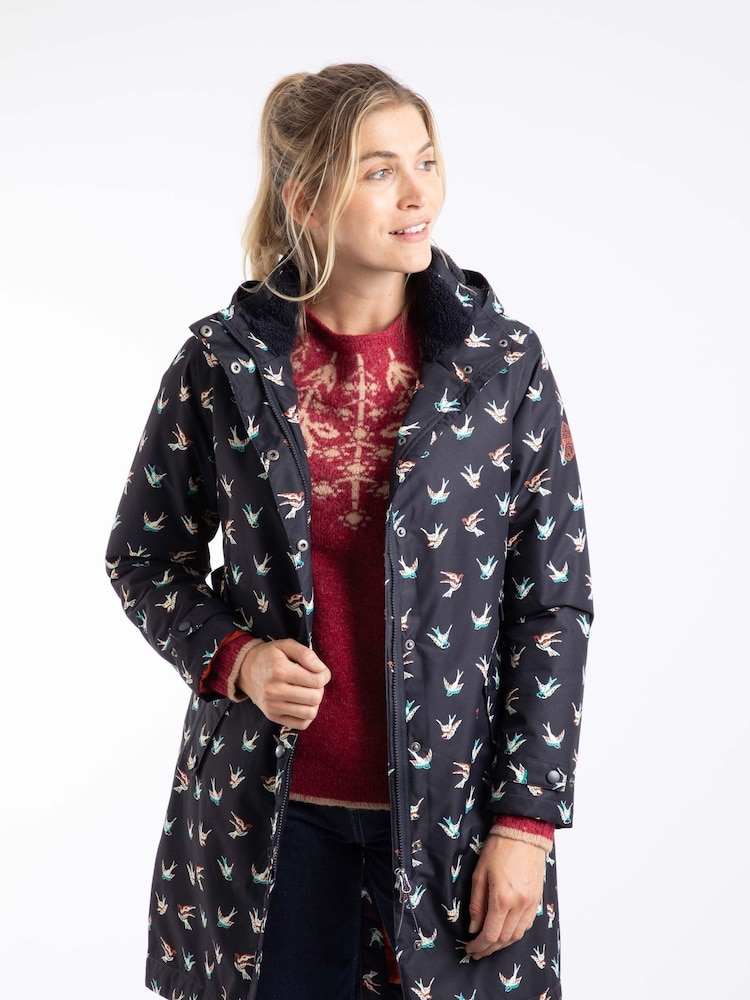 Weird Fish Blue Sena Printed Waterproof Coat - Image 2 of 9 Weird Fish Blue Sena Printed Waterproof Coat - Image 2 of 9