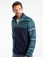 Weird Fish Green Gilbert Quarter  Zip Printed Microfleece - Image 1 of 7