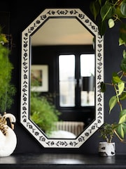 Rockett St George Ivory and Black Rose Noir Mirror - Image 1 of 7