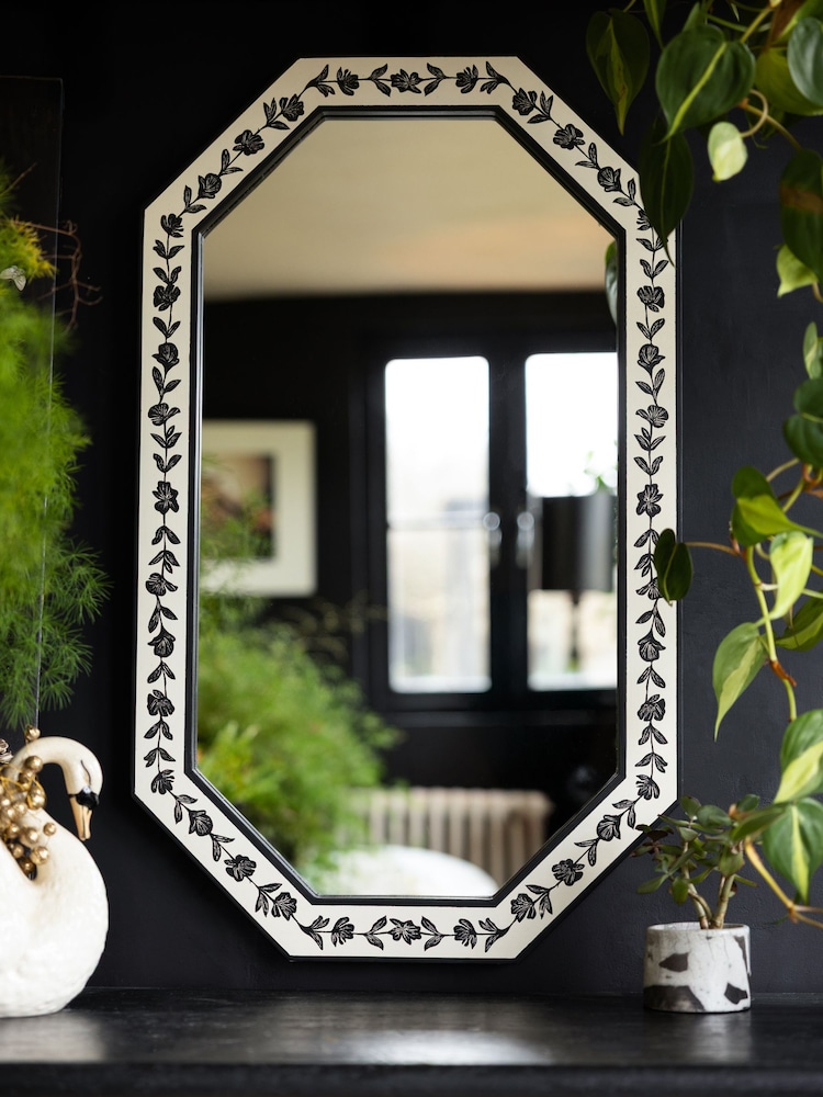 Rockett St George Ivory and Black Rose Noir Mirror - Image 1 of 7