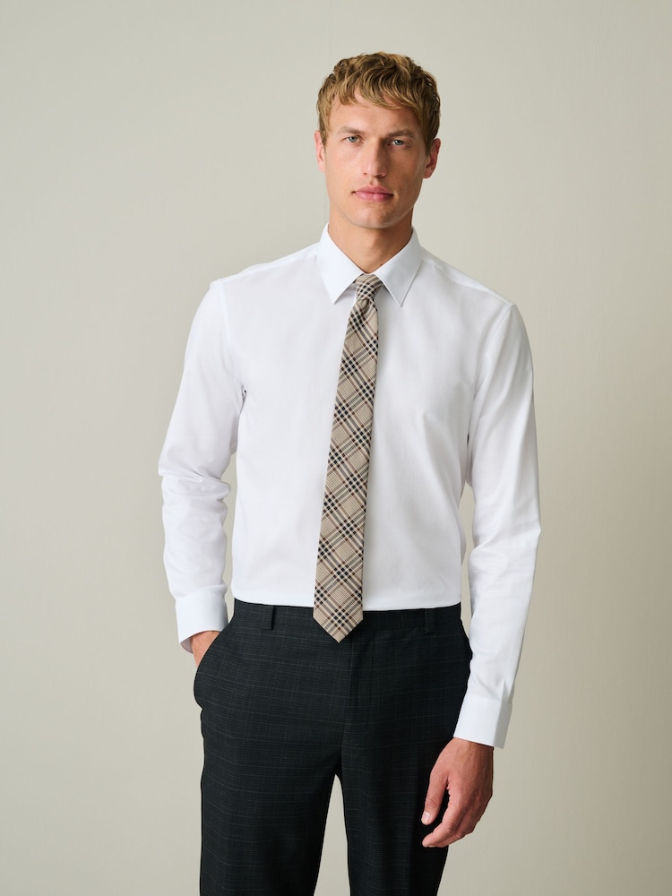 White Regular Fit Shirt Tie and Pin Set - Image 1 of 7
