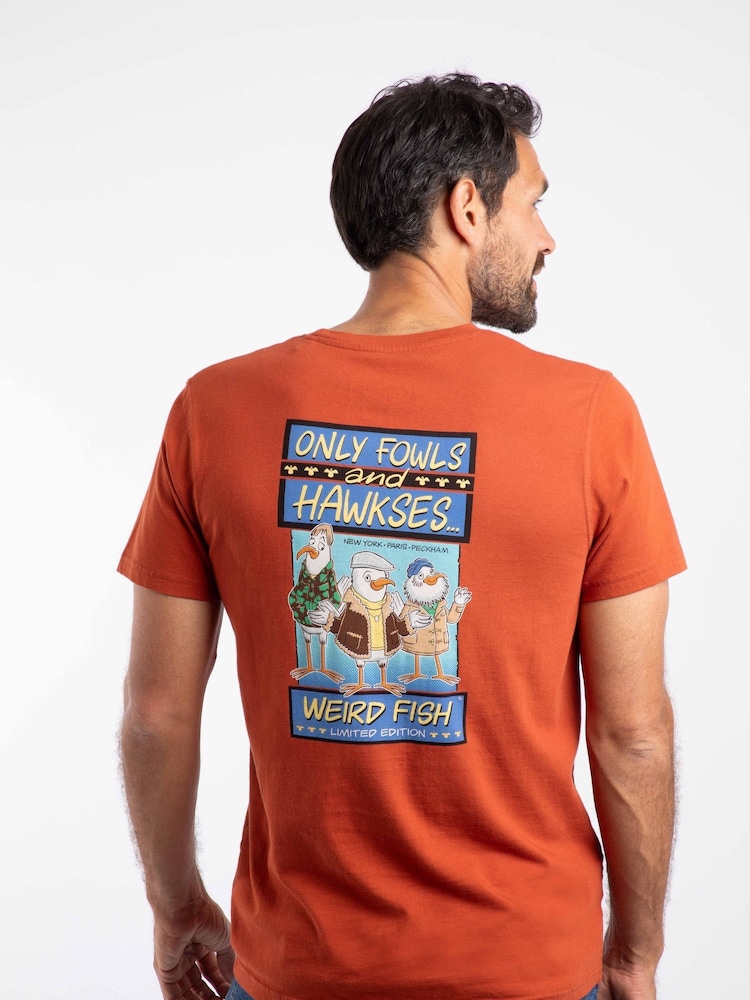 Weird Fish Orange Old Speckled Fin Back Print Artist T-Shirt - Image 1 of 6 Weird Fish Orange Old Speckled Fin Back Print Artist T-Shirt - Image 1 of 6