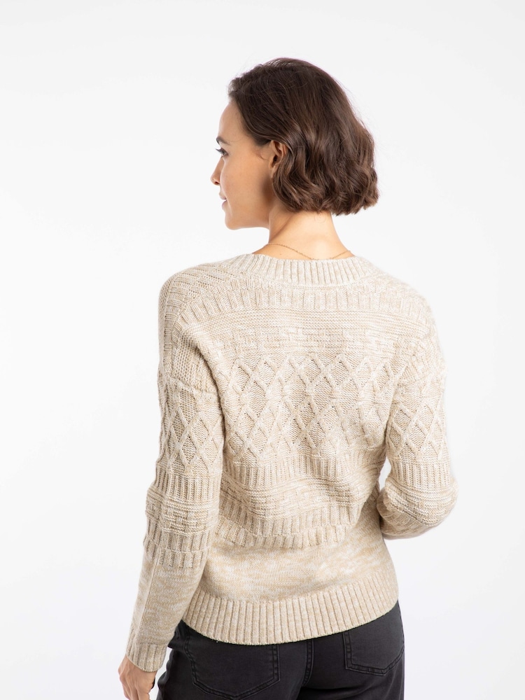 Weird Fish Cream Amiens Mixed Stitch Cardigan - Image 2 of 7 Weird Fish Cream Amiens Mixed Stitch Cardigan - Image 2 of 7