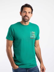Weird Fish Green Sling Your Hook Back Print Artist T-Shirt - Image 1 of 6