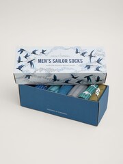 Seasalt Cornwall Blue Gift Box of 7 Men's Sailor Socks Creatures - Image 2 of 3