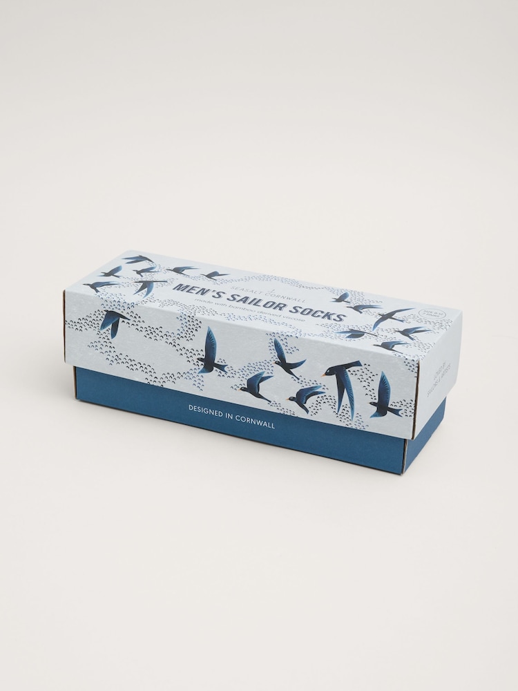 Seasalt Cornwall Blue Gift Box of 7 Men's Sailor Socks Creatures - Image 3 of 3