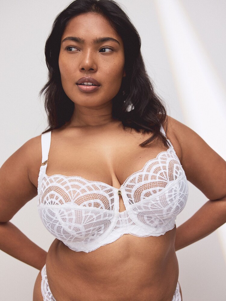 White Ultimate Support F-K Padded Strap Lace Non Pad Bra with Side Support - Image 2 of 4