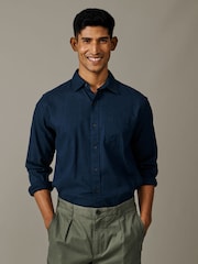 Aubin ブルー Grainsby リネン コットン シャツ - 画像 1 / 4