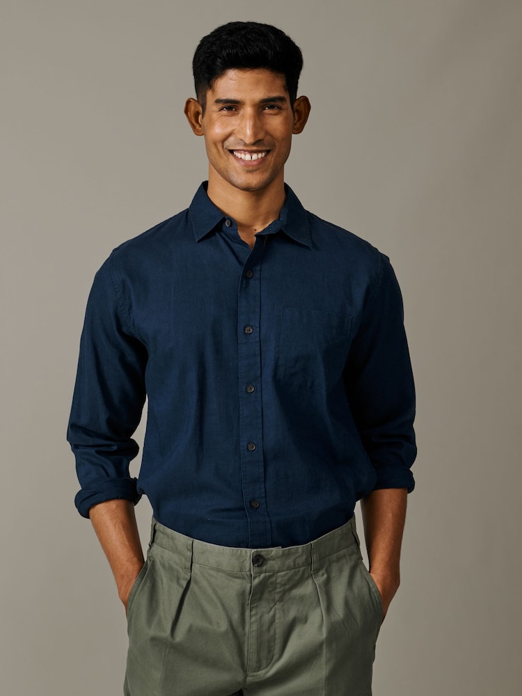 Aubin ブルー Grainsby リネン コットン シャツ - 画像 1 / 4