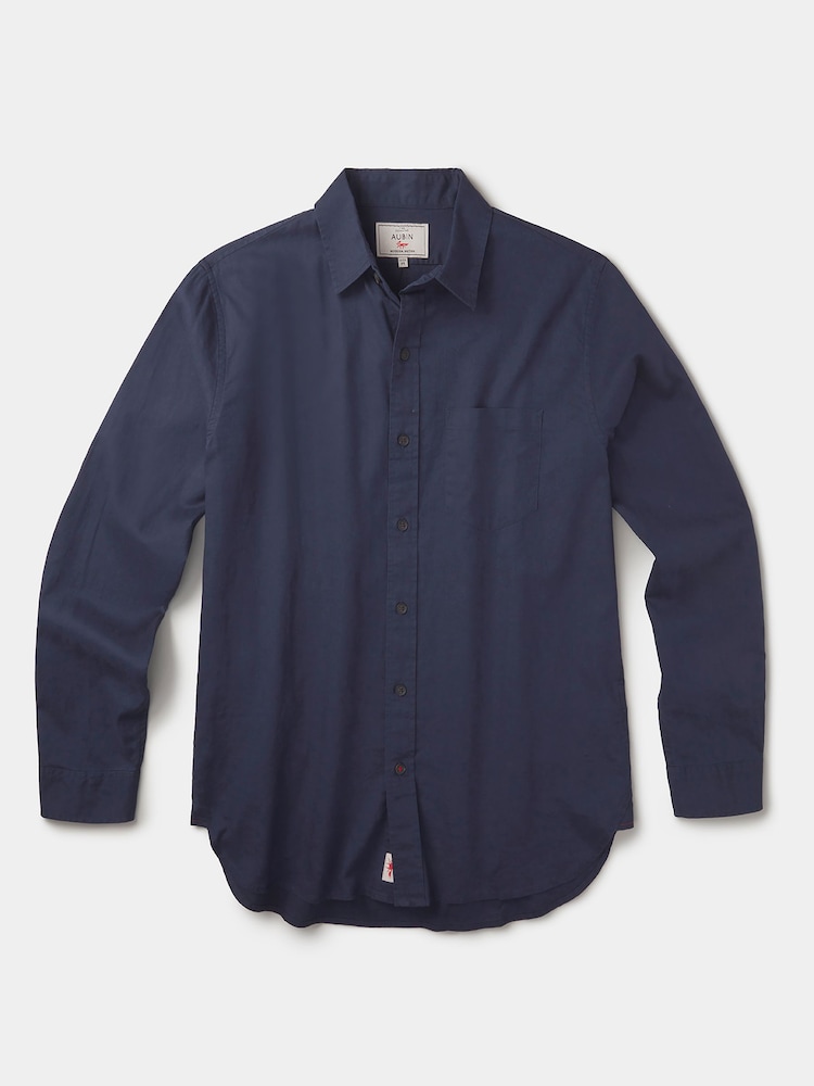 Aubin ブルー Grainsby リネン コットン シャツ - 画像 4 / 4