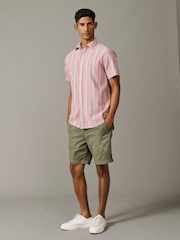 ピンク - Aubin Austin Cotton & Linen Short Sleeved Shirt - 画像 3 / 5