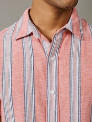 ピンク - Aubin Austin Cotton & Linen Short Sleeved Shirt - 画像 4 / 5