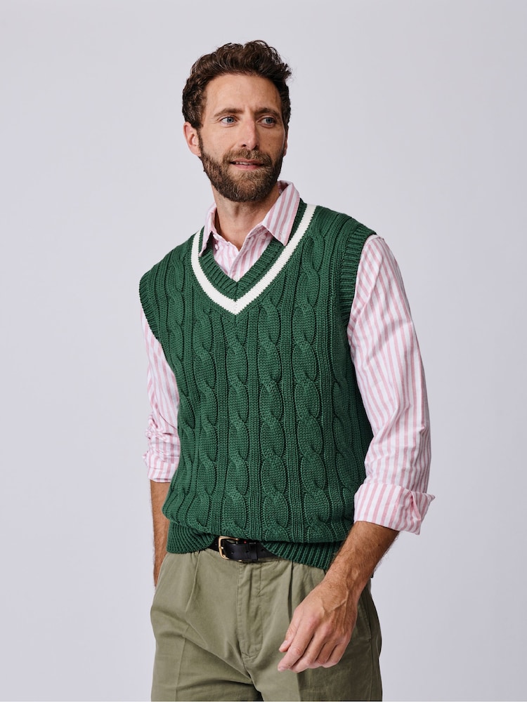 Aubin Green Everby Cotton Cricket Slipover Jumper - Image 1 of 6
