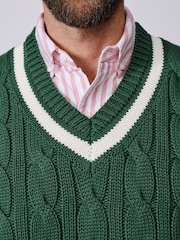 Aubin Green Everby Cotton Cricket Slipover Jumper - Image 4 of 6