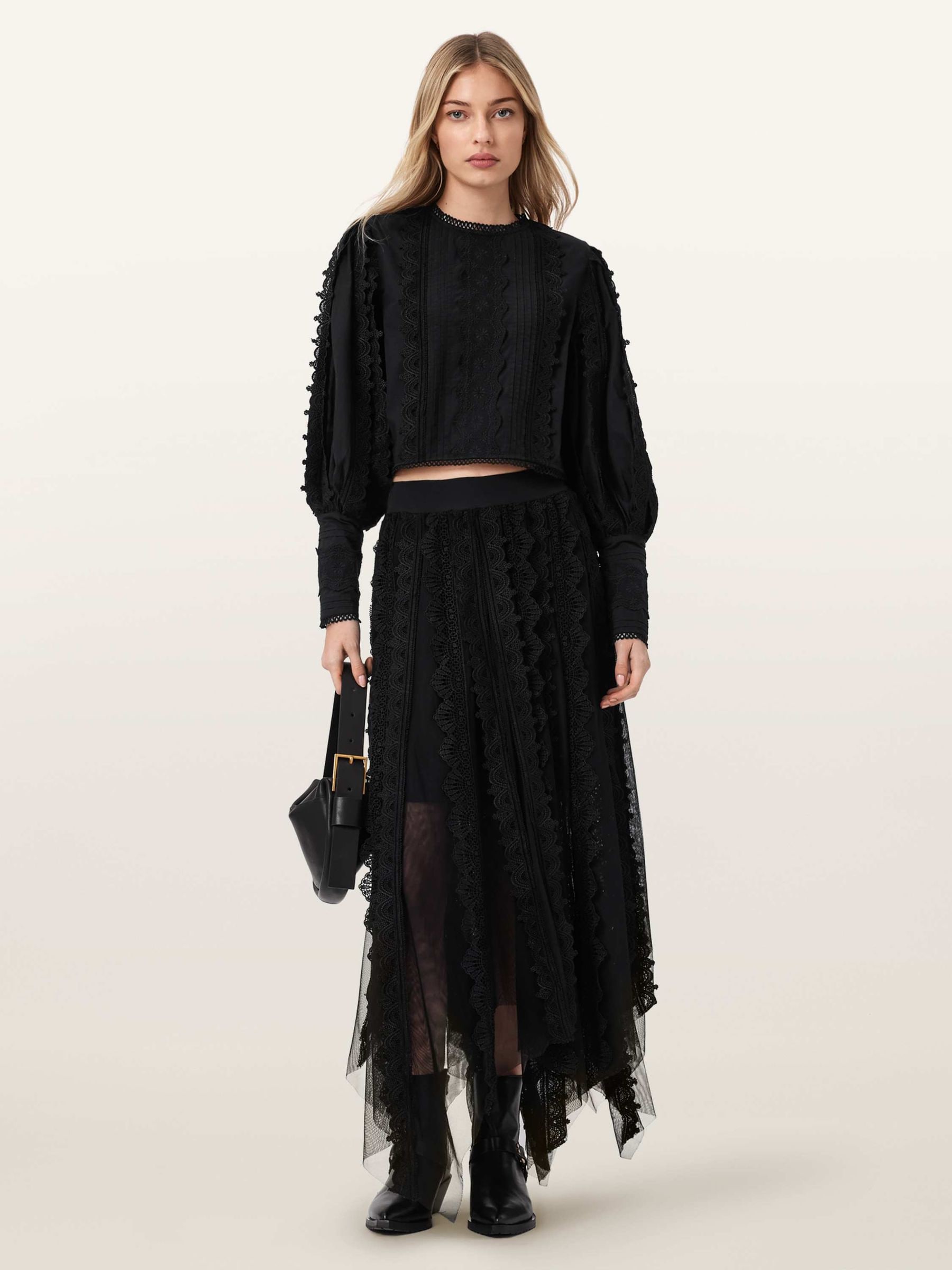 スカート CristaSeya Patched Long Skirt Black XXS Buy AllSaints Black Vashtie Skirt from Next USA
