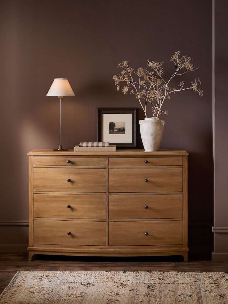 Light Natural Madeline Solid Mango Wood 8 Drawer Chest of Drawers - Image 1 of 12 Light Natural Madeline Solid Mango Wood 8 Drawer Chest of Drawers - Image 1 of 12