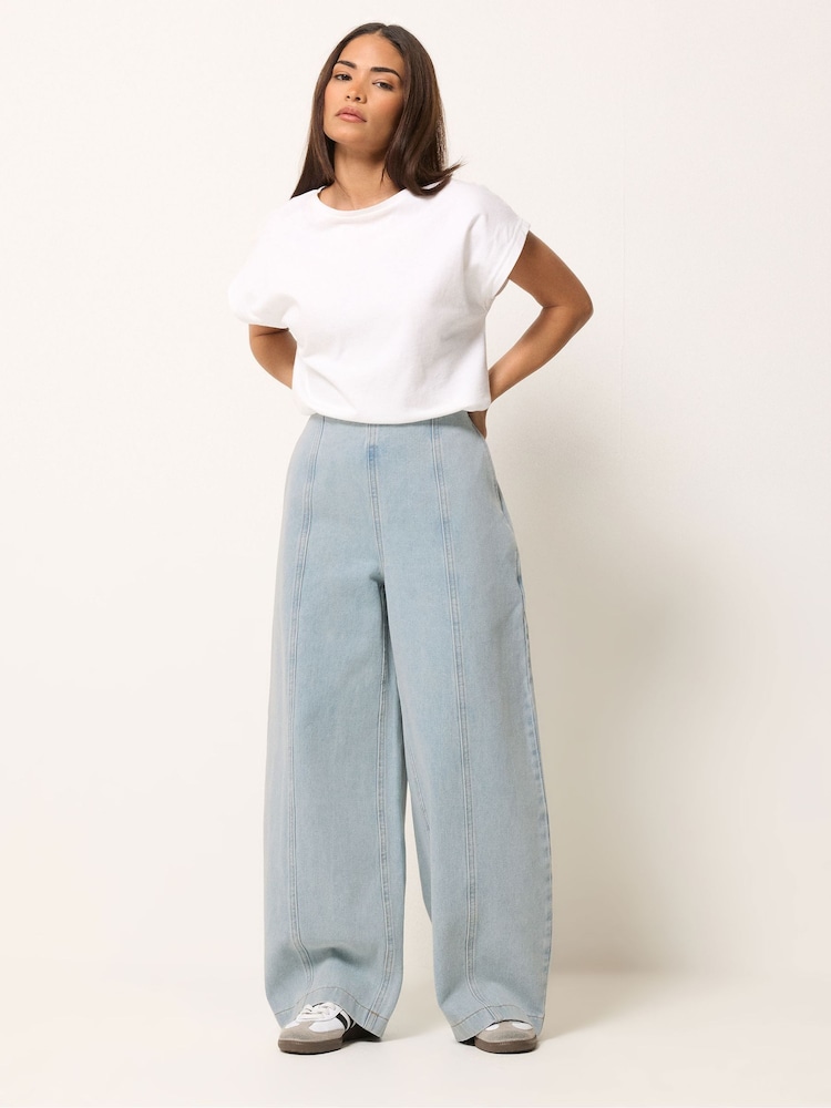 PixieGirl Blue Seam Front Balloon Jeans - Image 1 of 5 PixieGirl Blue Seam Front Balloon Jeans - Image 1 of 5