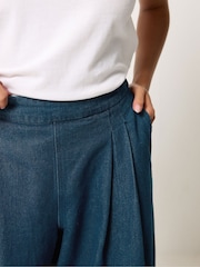 PixieGirl Petite Blue Pleated Front Wide Leg Jeans - Image 4 of 5