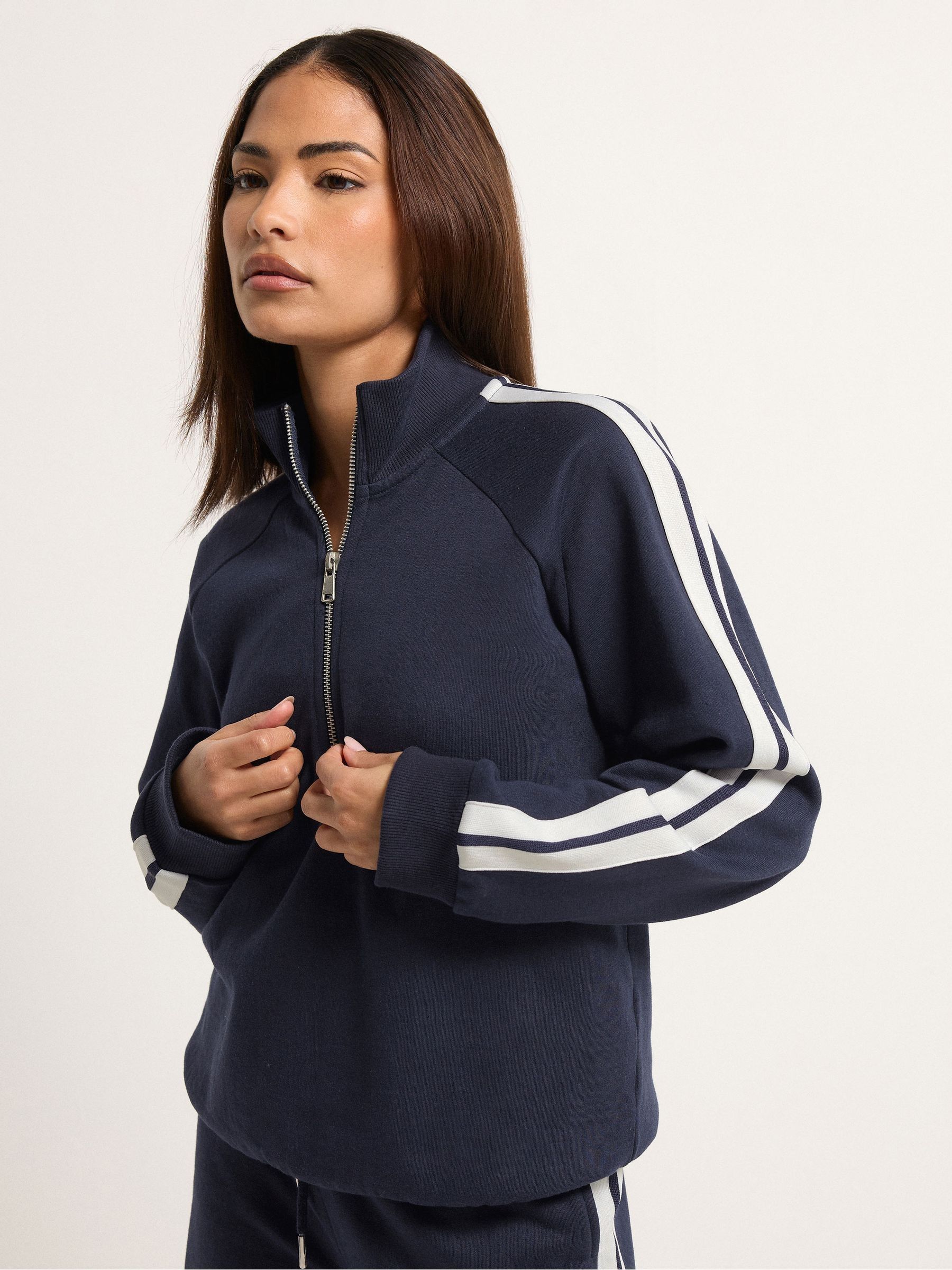Buy PixieGirl Petite Blue Stripe Quarter Zip Sweatshirt from Next USA