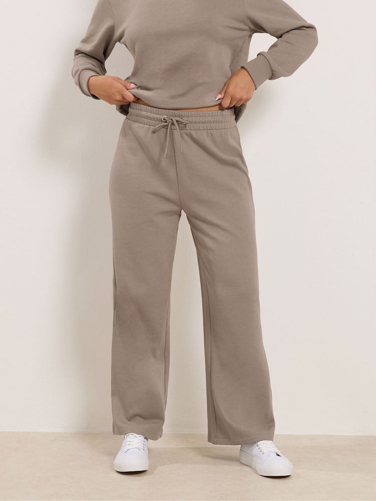 M&Co Brown Petite Wide Leg Joggers - Image 1 of 5