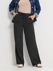Long Tall Sally Black Textured Wide Leg Trousers - Image 2 of 6