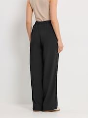 Long Tall Sally Black Textured Wide Leg Trousers - Image 4 of 6