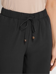 Long Tall Sally Black Textured Wide Leg Trousers - Image 5 of 6