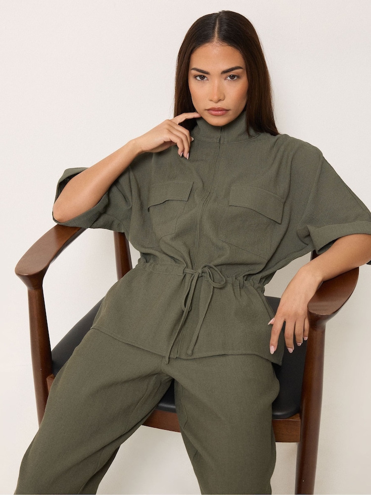PixieGirl Green Short Sleeve Linen Jacket - Image 1 of 5