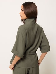 PixieGirl Green Short Sleeve Linen Jacket - Image 2 of 5