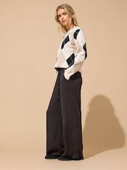M&Co Brown Petite Acid Wash Wide Leg Trousers - Image 2 of 6