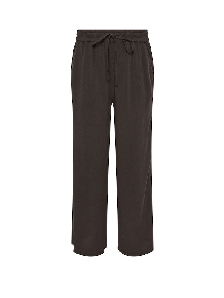 M&Co Brown Petite Acid Wash Wide Leg Trousers - Image 6 of 6