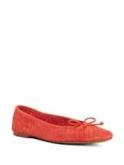 Dune London Bright Red Heat Woven Ballerina Shoes - Image 4 of 6