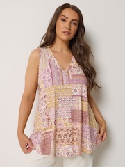 Yours Curve Purple Ribbed Vest Top - Image 1 of 5