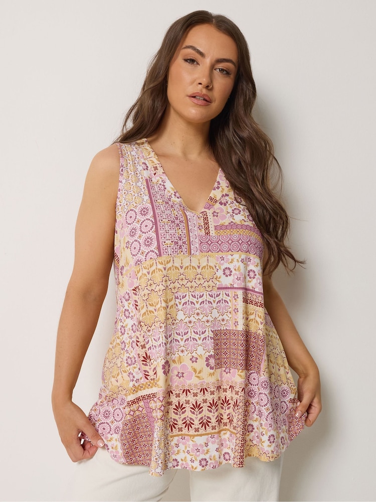 Yours Curve Purple Ribbed Vest Top - Image 1 of 5