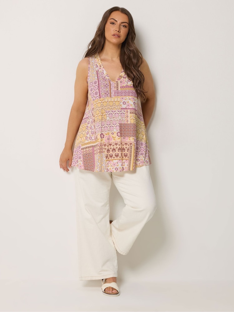 Yours Curve Purple Ribbed Vest Top - Image 2 of 5