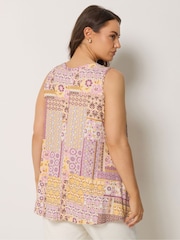 Yours Curve Purple Ribbed Vest Top - Image 3 of 5