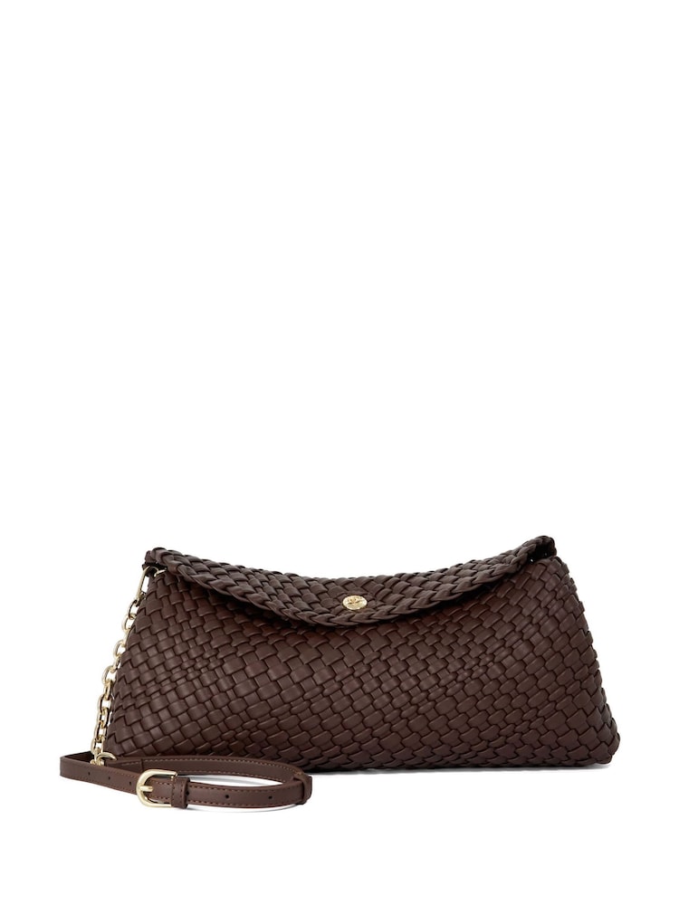 Dune London Dark Brown Encourage Woven Clutch Bag - Image 1 of 4