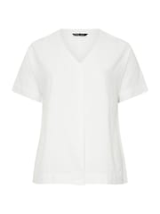 أبيض - قميص مطوي من الكتان الفاخر بكُم قصير من Evans - Image 1 of 1