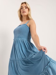 Yours Curve Rochie lungă Shirred Strappy Chambray - Imaginea 2 din 6