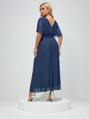 Yours Curve Blue London Gathered Maxi Dress - Image 3 of 5