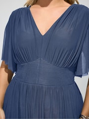 Yours Curve Blue London Gathered Maxi Dress - Image 4 of 5