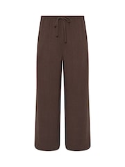 Long Tall Sally Brown Linen Crop Trousers - Image 2 of 2