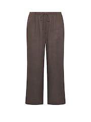 Yours Curve Brown Skinny Waistband Trousers With Linen - Image 5 of 5