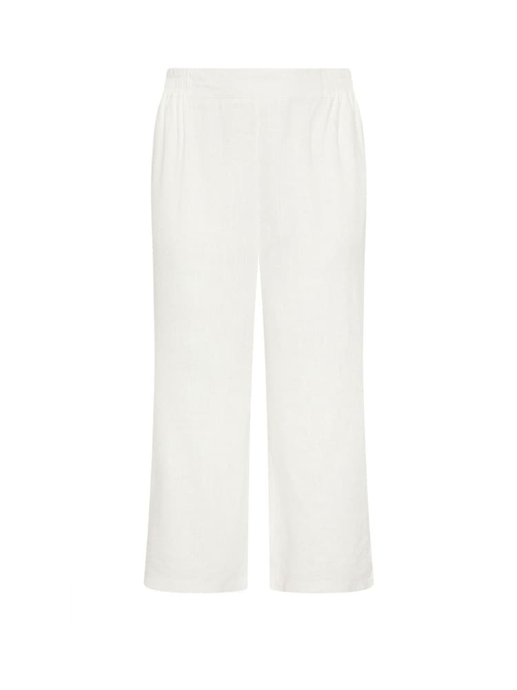 Yours Curve White Pull On Wide Leg Trousers With Linen - Image 5 of 5