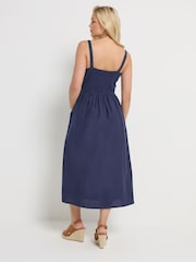 M&Co Blue Linen Cornelli Detail Maxi Dress - Image 4 of 6