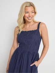 M&Co Blue Linen Cornelli Detail Maxi Dress - Image 5 of 6