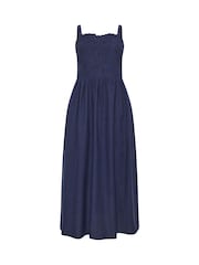 M&Co Blue Linen Cornelli Detail Maxi Dress - Image 6 of 6