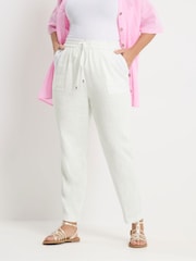 Yours Curve White Joggers With Linen - Image 1 of 5