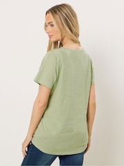 M&Co Green Short Sleeve Cotton Henley Top - Image 3 of 5