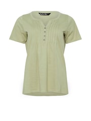 M&Co Green Short Sleeve Cotton Henley Top - Image 5 of 5